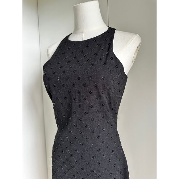 BELLE Badgley Mischka Black Formal Gown Beaded Size 0 Black Tie Party Prom - Picture 3 of 12